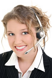 Receptionist at Pacific Home Appraisers assisting clients at the front desk with a warm smile in a professional Setting